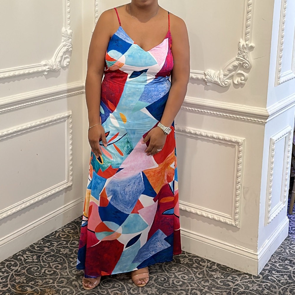 Nicole Miller Color block Maxi gown.